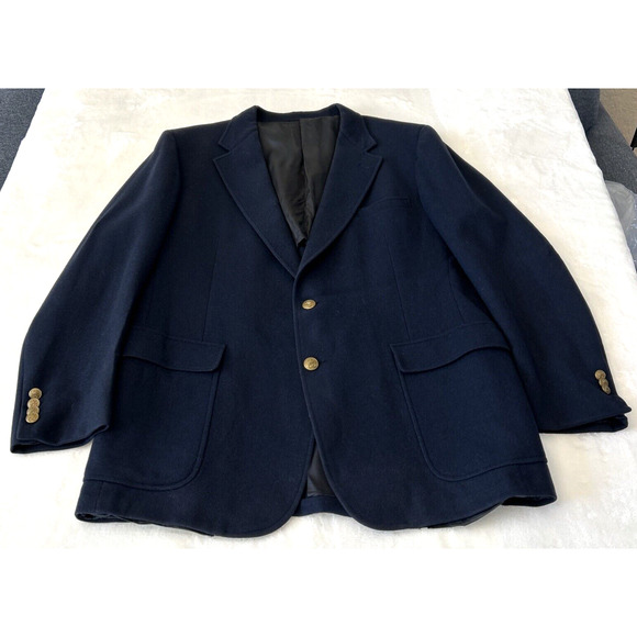 Cricketeer Other - CRICKETEER Magrams Wool Blazer Men's Navy Blue 2-Button Gold Sport Coat Preppy